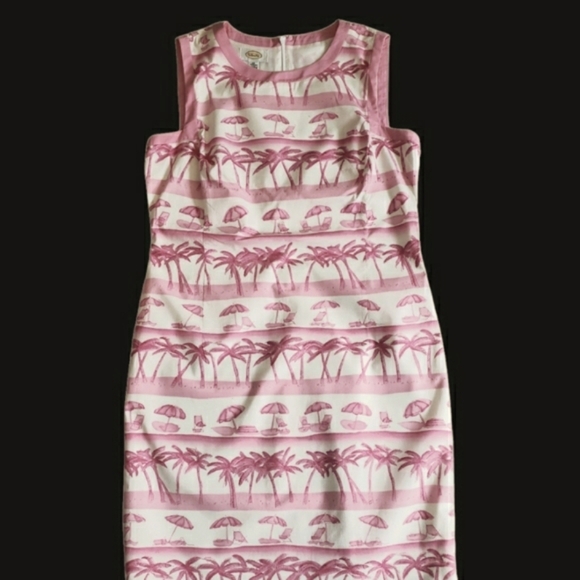 TALBOTS PINK BEACH PRINT SUMMER  SHEATH DRESS SZ 10 - Picture 3 of 14